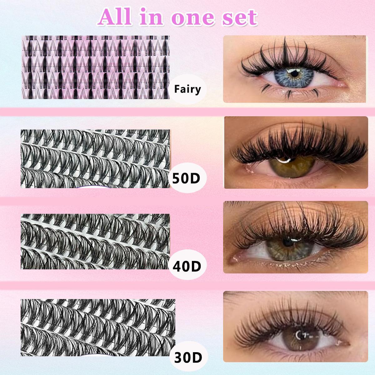 Mixed Length Eyelash Set, 1 Set Natural Soft Eyelash Cluster with Tools, Eye Makeup Enhancement False Eyelashes for Women & Girls, Cosmetic
