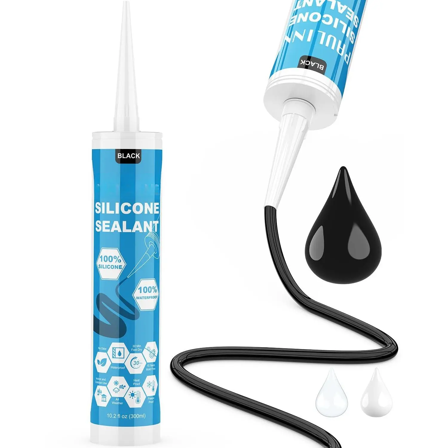 Sealant Black,   Caulk  for RV, Kitchen, Bath, General Use, Window, Door, Glass, Marine, 10.2 Oz, 1 Pack, Synthetic, 10.2Oz, Caulk Tube