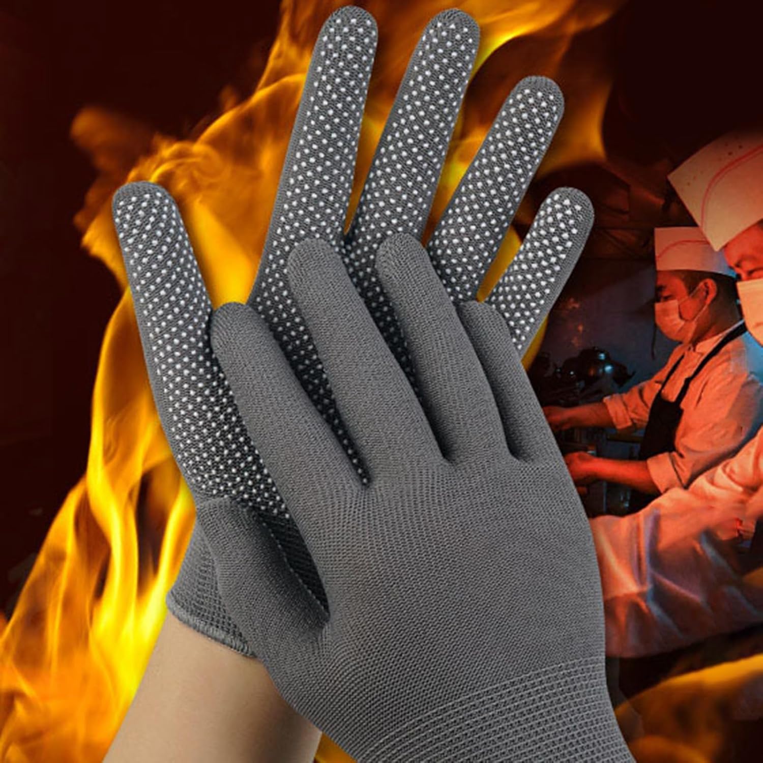 1 Pair  Work Gloves Anti-slip Knitted Stretchy Cloth Glove Thin Moist Glove Liners with Grip Gloves for Men Womens Safety Working Nylon Cloth Dot Grip Liners Moving for Men Warehouse Garden