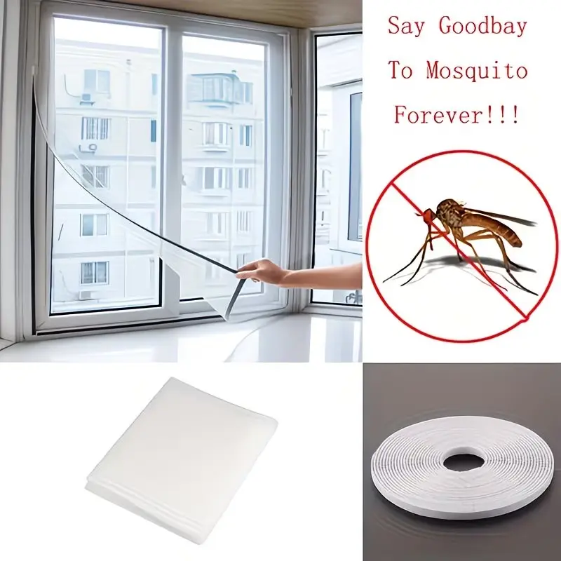 Yitape DIY Self-Adhesive Window Mesh, Strong Back Glue No Drilling Easy Installation Mosquito Net, Invisible Design Insect Barrier Protection for Home Bedroom Kitchen Living Room Windows