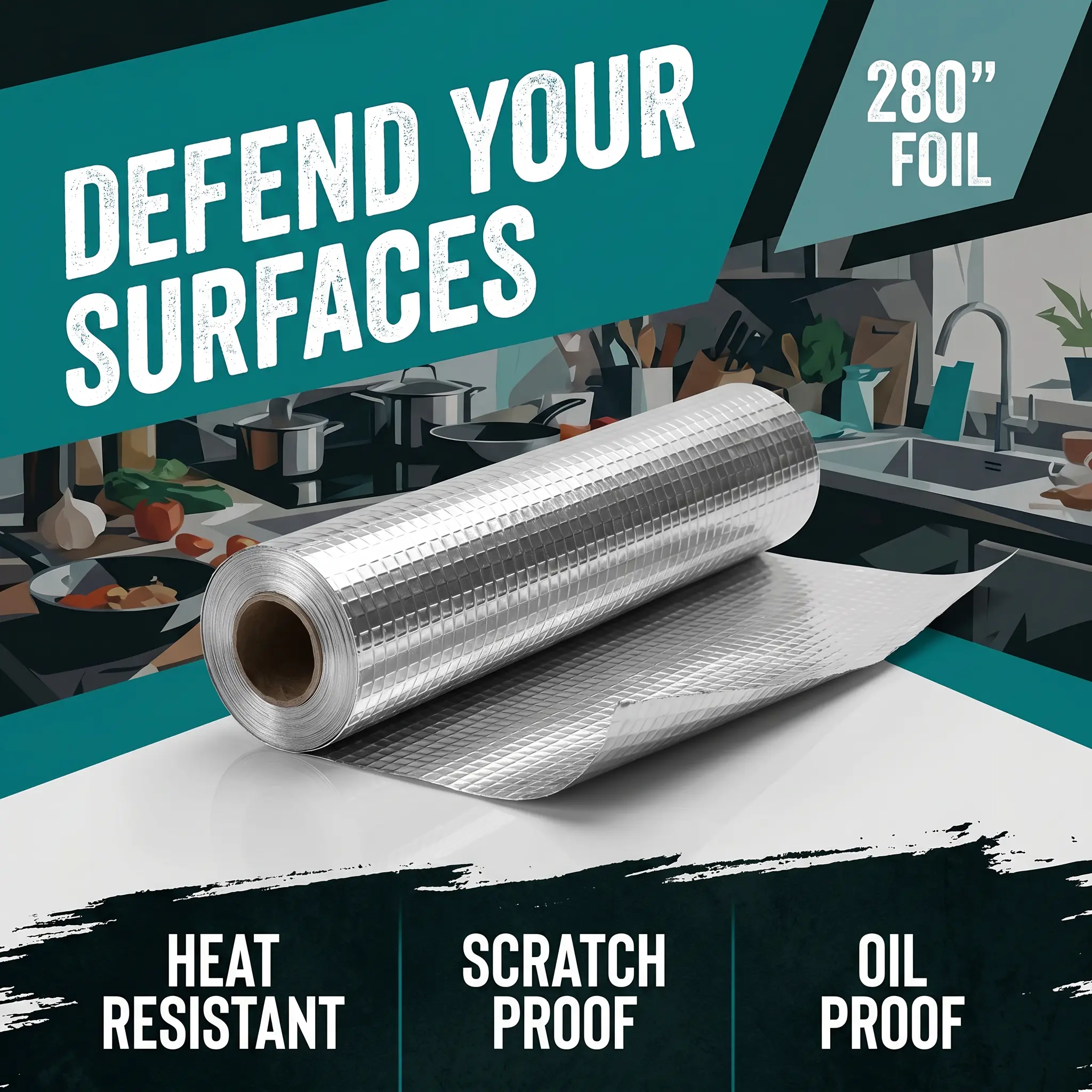 Kitchen Silver Cube Texture Aluminum Foil Backsplash Sticker Self-Adhesive Waterproof Heat-Resistant 15.7x118 Inch Cabinet Liner Oil-Proof Wall Covering