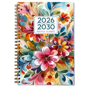 2026-2030 Monthly Planner/Calendar - January 2026 to December 2030, 5-Year Monthly Planner, Colorful Floral Theme Cover Design Notebook, Annual Calendar Planning, Monthly Tabs, 60-Month Calendar, 5.5 x 8.3 Inches, Thickened Paper, Elastic Cover, Durable D