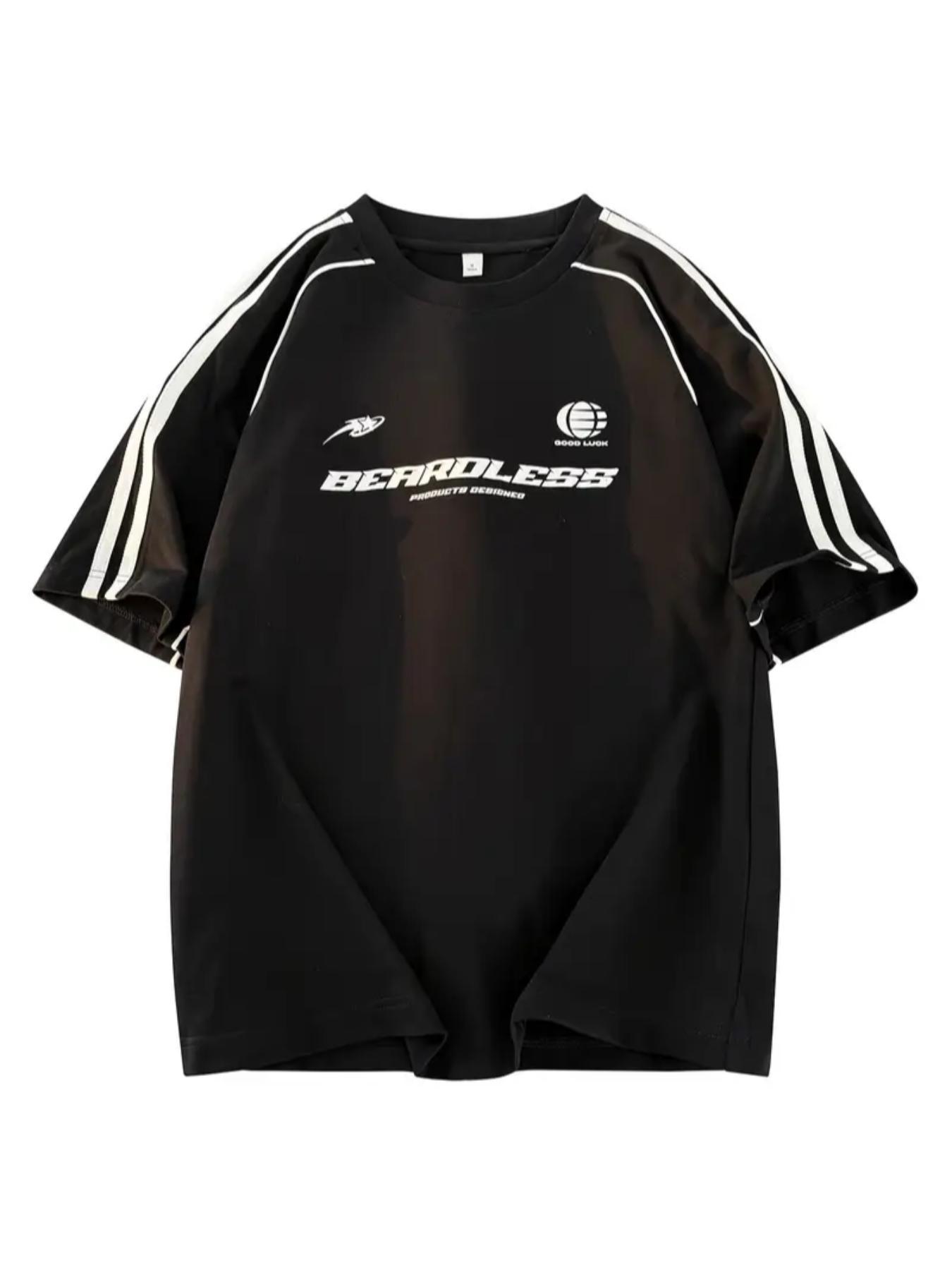 Men's Regular Fit Striped Trim Short Sleeve Tee, Casual Style Tee, Casual Comfy Round Neck T-shirt for Summer, Fashion Men's Top for Daily Wear, Tropical