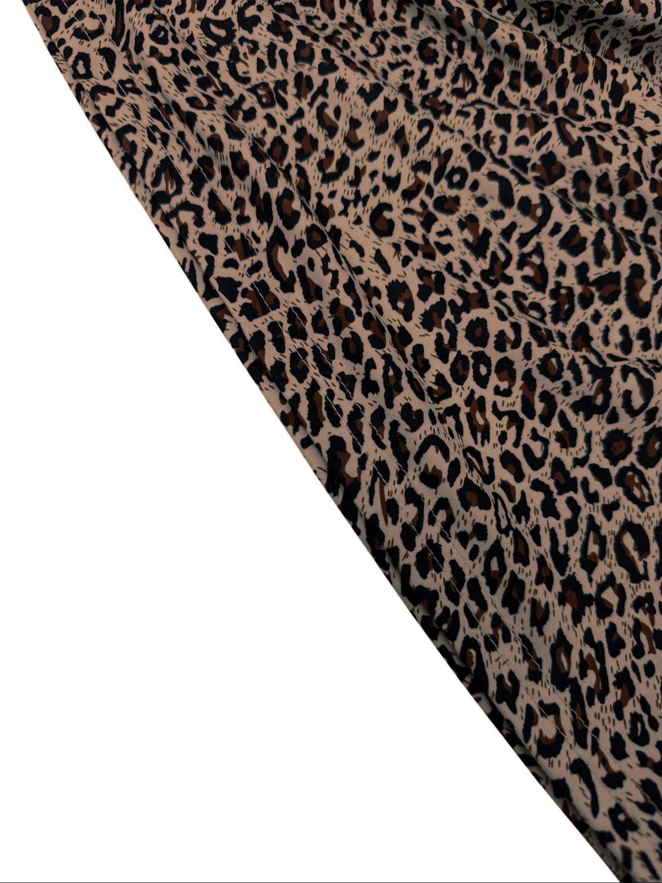 LovelyWholesale，Women's Plain Leopard Print Sleeveless Fitted Tube Romper, Casual Fashion Strapless Romper for Spring And Summer, Women's Clothes for Daily Wear