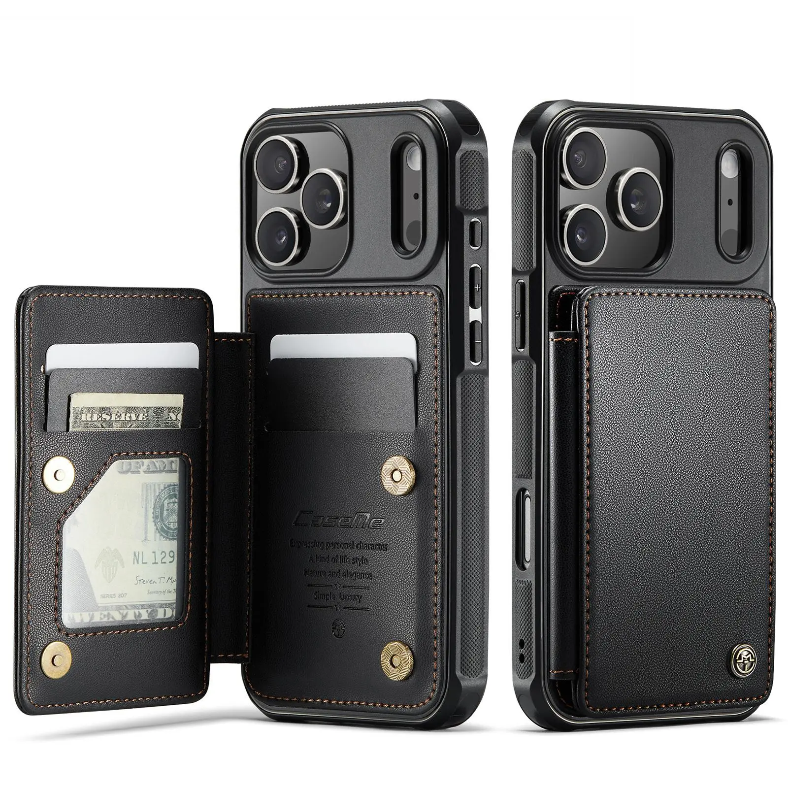 Compatible with iPhone 17/Air/16/16e/15/14/13/12/11 Pro Max 16/15/14 Plus Case with Card Holder Wallet Case for Women Men with Kickstand Card Slots RFID Blocking, Magnetic Clasp Durable Shockproof Cover