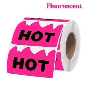 600 Pieces Hot Stickers, 2 X 1-1/5 Inch Fluorescent Flame Design, Ideal for Marking Best Sellers in Restaurants, Stores, Shops