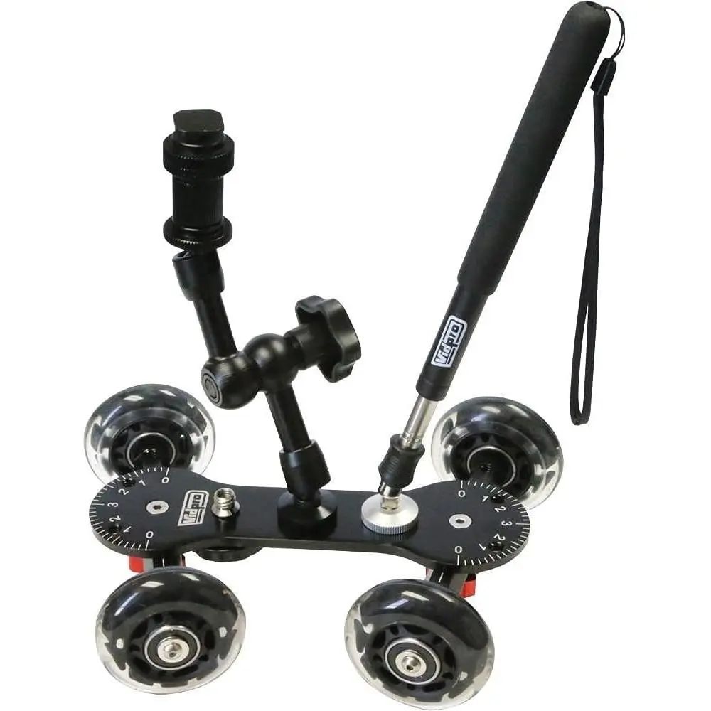 Professional Rolling Slider Camera Equipment for DSLR Cameras & Camcorders, 25 Lbs Capacity, Smooth Rubber Wheels, 7 Mounting Points, Extendable Handle, Ideal for Low-Level Shooting & Panning Recording Accessories