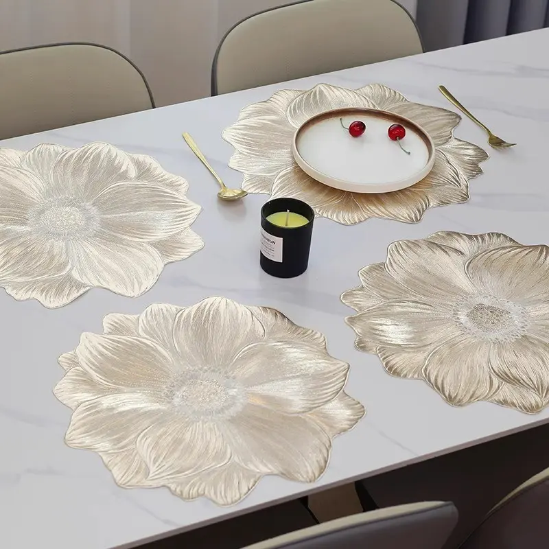 Luxury Lotus Design Placemats, Holiday Placemats, Party Table Setting Decor, Festive Banquet Atmosphere, Elegant Desktop Decoration, Event Accessories