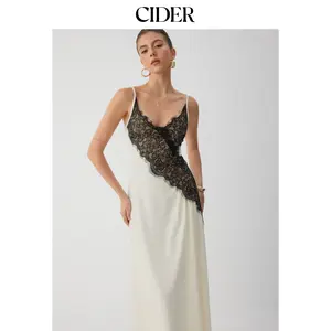 Cider V-Neck Asymmetric Lace Maxi Dress