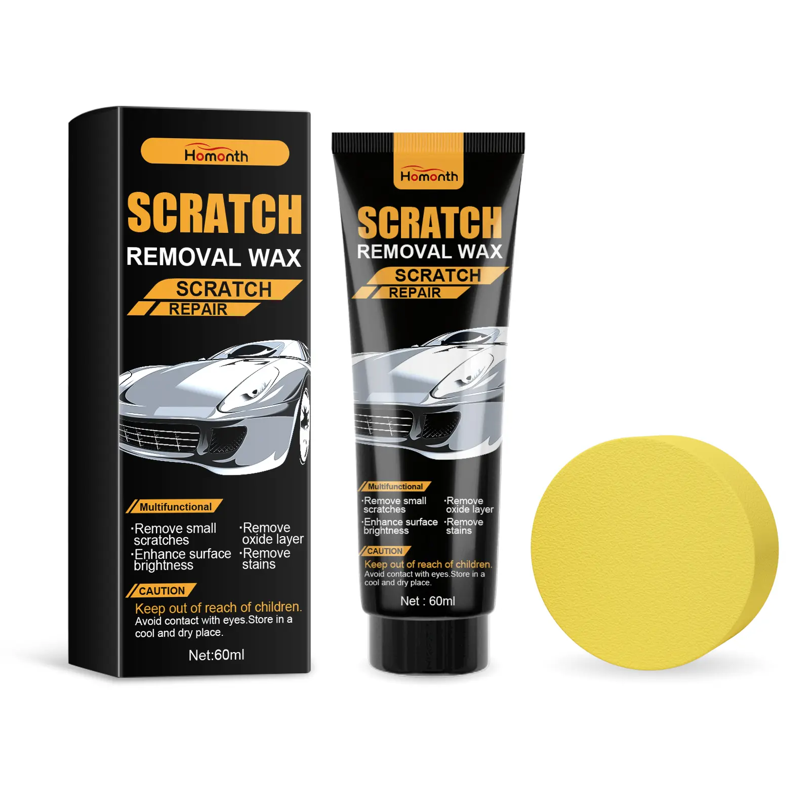 Car Paint Surface Polishing Care Cream, Multi-Functional Fine Mark Maintenance Gel, Vehicle Light Scratch & Swirl Surface Refinishing Cream with Applicator Sponge, 60ml Auto Care Kit