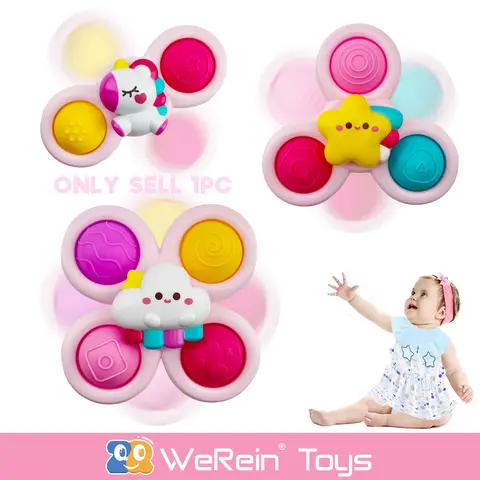 Cute Unicorn Cloud Stars Suction Cup Spinner Play Toy, Baby Fidget Sensory Toy, Montessori High Chair Bath Toy for Newborn 0-36 Months, Fine Motor Skills Development Infant Gift