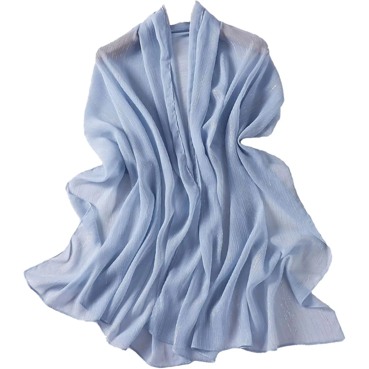 Women Hijab Chiffon  Scarf Lightweight Shimmer Scarves Crepe Wedding Shawls and Wraps for Evening Dresses Shiny