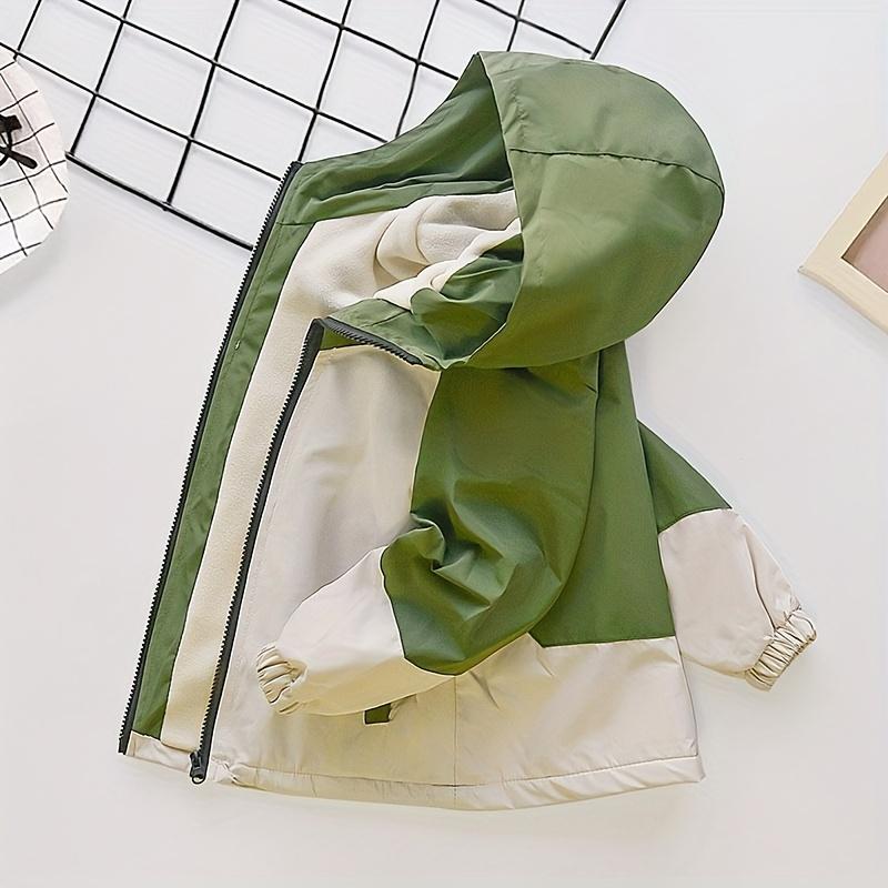 NewBoys' Fleece-Lined Windbreaker Jacket for Older Kids, a New Style for Spring And Autumn 2024, Trendy Casual Wear