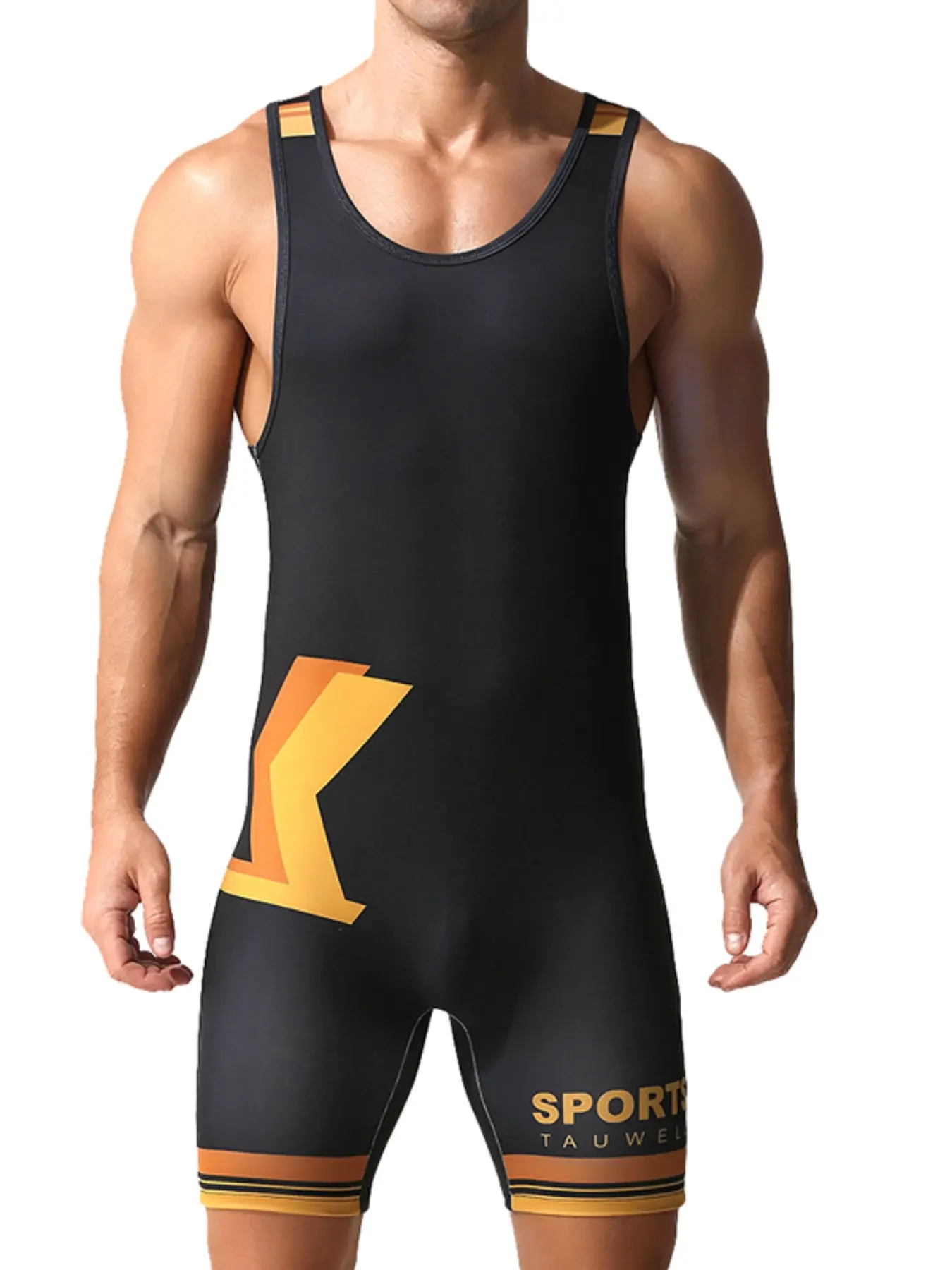Men's Tight-Fit Wrestling Suit, Quick-Dry Elastic Weightlifting Training Gear, Sleeveless Fitness Bodysuit, Boxing and Weightlifting Compression Wear, High Elastic Activewear