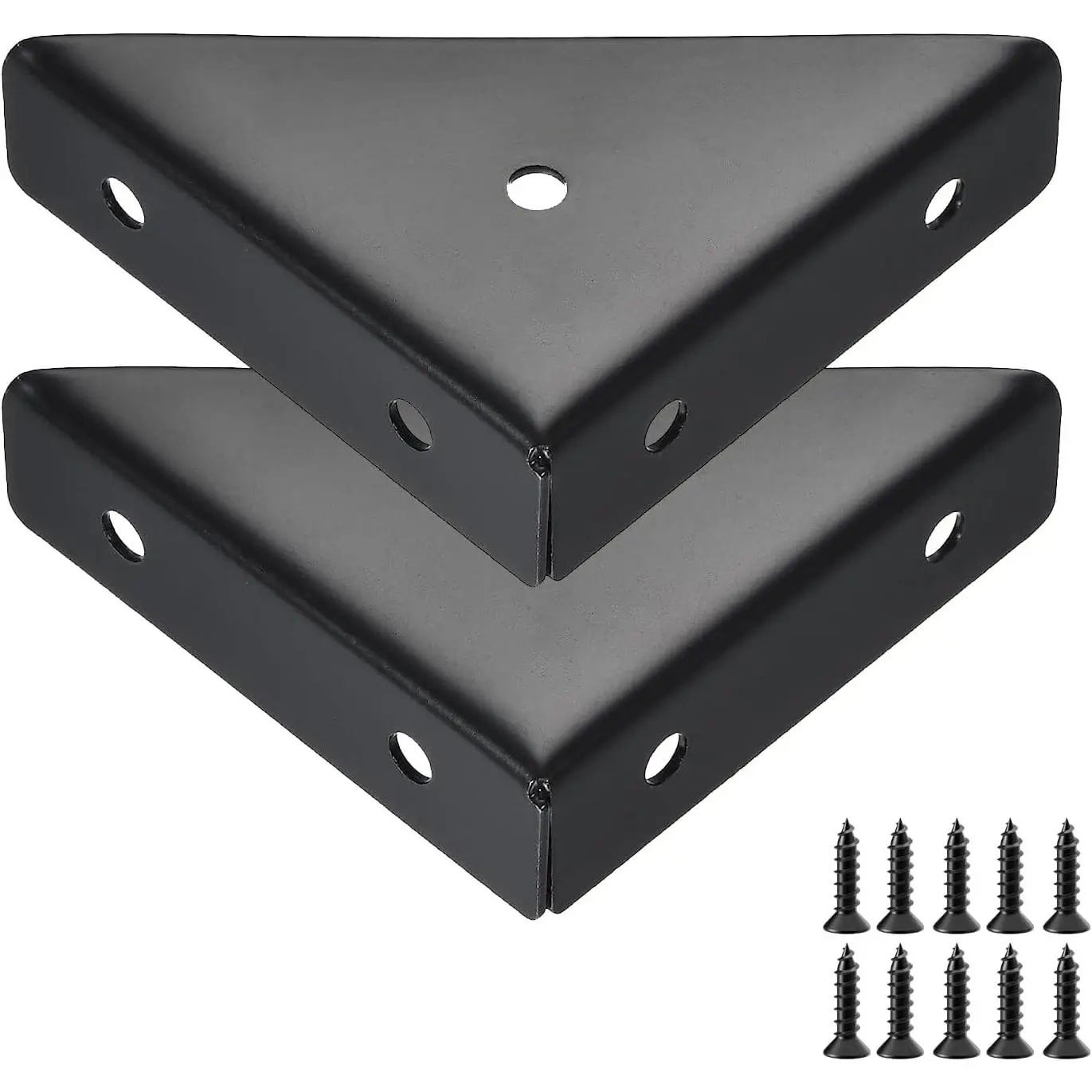 2 Pack Bed Corner Support, Shelf Brackets  Type Triangular Bracket Fastener, Cold Rolled Steel Braces Joining Support for Desk Bed  (Black)