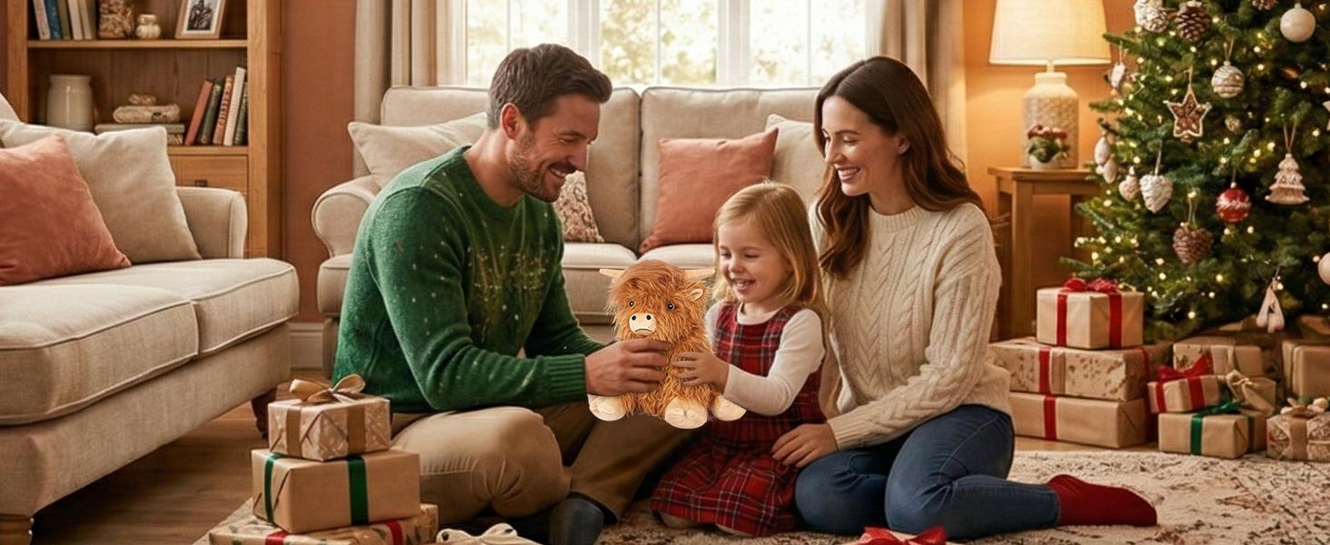 AGS Heatable Coolable Weighted Highland Cow Stuffed Animals Plushie, Microwavable Heating Pad for Period Cramps & Pain, Lavender Scented Cow Plush Toys for Stress, Highland Cow Gifts for Women