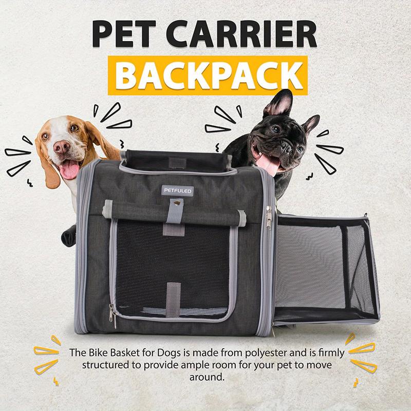 15 Lbs Expandable Soft-Sided Pet Carrier Backpack - 4 Open Doors, Collapsible, Quick Release Dog Bike Seat, 4 Mesh Windows, Ventilated, Reflective, Durable, Easy to Install, Portable Dog Bike Basket for Small Dogs, Cats, Puppies