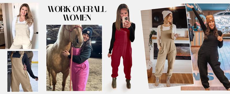 PiePieBuy Women's Warm Overalls Fleece Loose Winter Jumpsuit with Pockets Casual PiePieBuy Women's Warm Overalls Fleece Loose Winter Jumpsuit with Pockets Casual