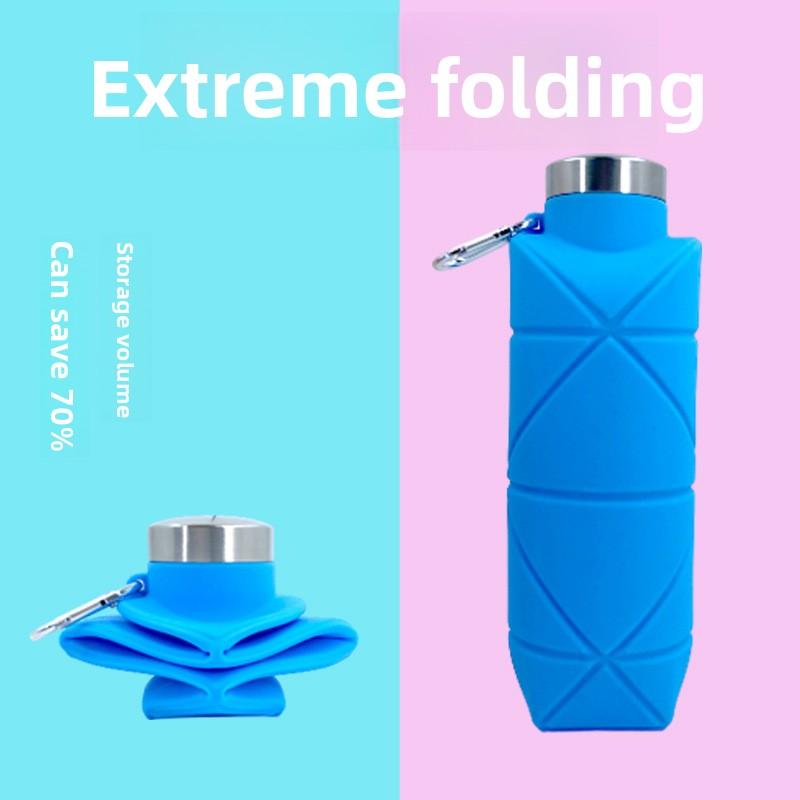 Silicone diamond-shaped foldable water cup 700ml outdoor sports water bottle cross-border pocket portable water bottle