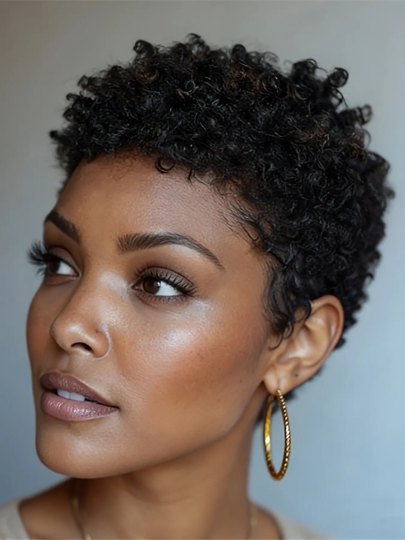 Pixie Cut Human Hair Wig, Short Kinky Curly Wig, Machine Made, Casual Style, for Women, Daily Party Cosplay Gift Use