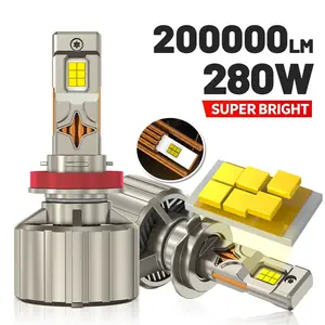 2-Pack H7 LED Headlight H1 H4 H11 9005 HB3 9006 HB4 9007 HB5 9008 H13 9012 HIR2  280W 9980 CSP Chip Canbus 10 Copper Tube Car Lamp Turbo Fog Lamp 6000K 12V/24V