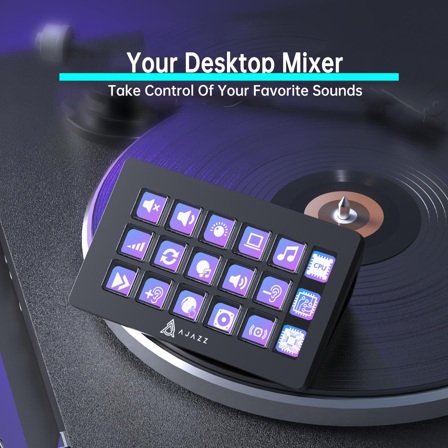 AJAZZ AKP153 Streaming Console Button Customization Programming Operation Feedback Sensitivity Enhances Work Creation Efficiency Compatible with Win/Mac Office Live Streaming Multi Scene Application