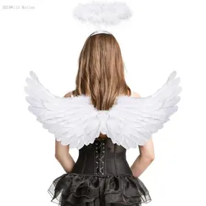 Angel Wings, Feather Angel Wings and Halo, Angel Wings Costume for Adult Kids Women Girls HalloweenAB19Wild Motion
