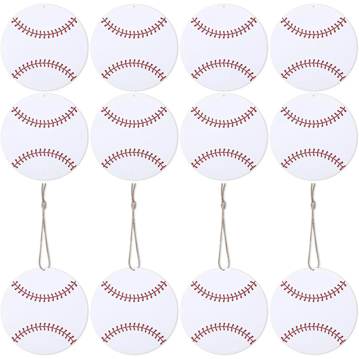 12 count Baseball Cutouts 10" with Rope Baseball Party Decorations  Banners Paper Ball Cutouts for  Theme DIY Birthday Party Photo Prop Favors