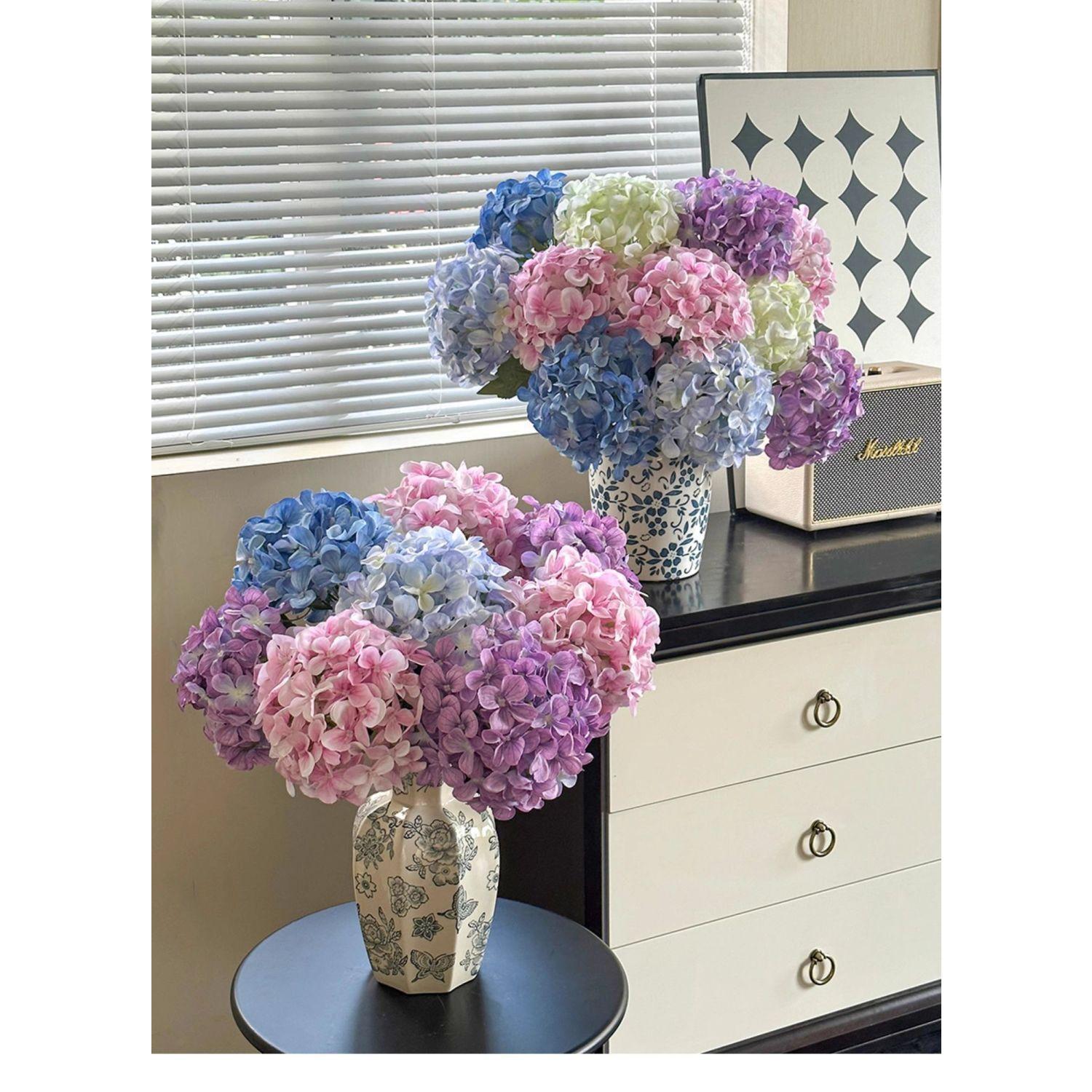 Luxury hydrangea faux for dining table and living room decorations, wedding artificial decorative floral arrangements, silk flowers, dried flowers filler