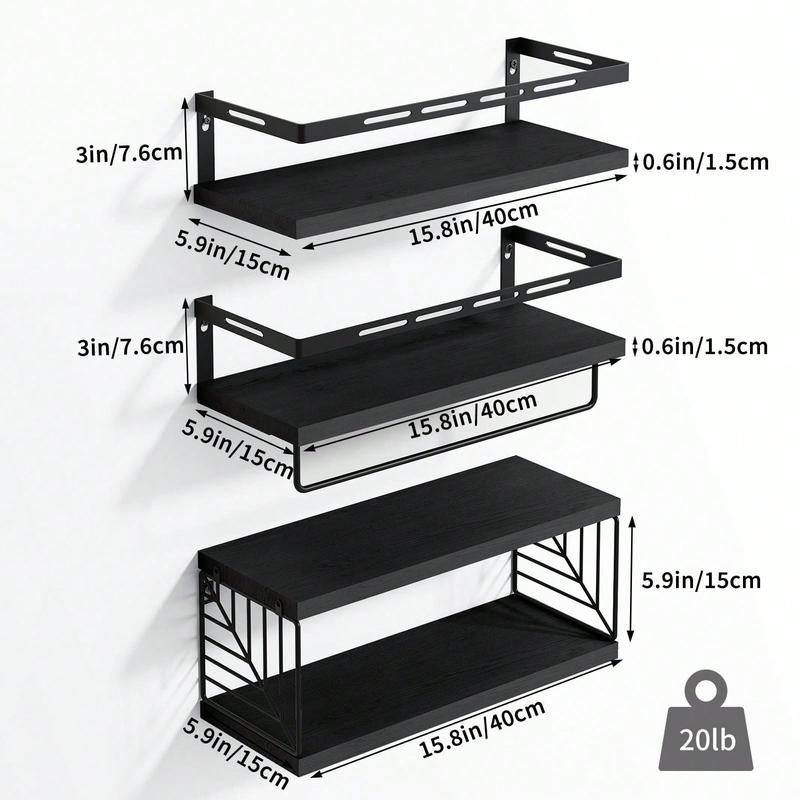 3+1 Tier Wall Mounted Bathroom Shelves Over Toilet, Rustic Wood Floating Shelves With Metal Frame And Towel Bar For Bathroom, Kitchen, Bedroom, Living Room, Home Decor, Bathroom Decor, Bathroom Organizer Summer