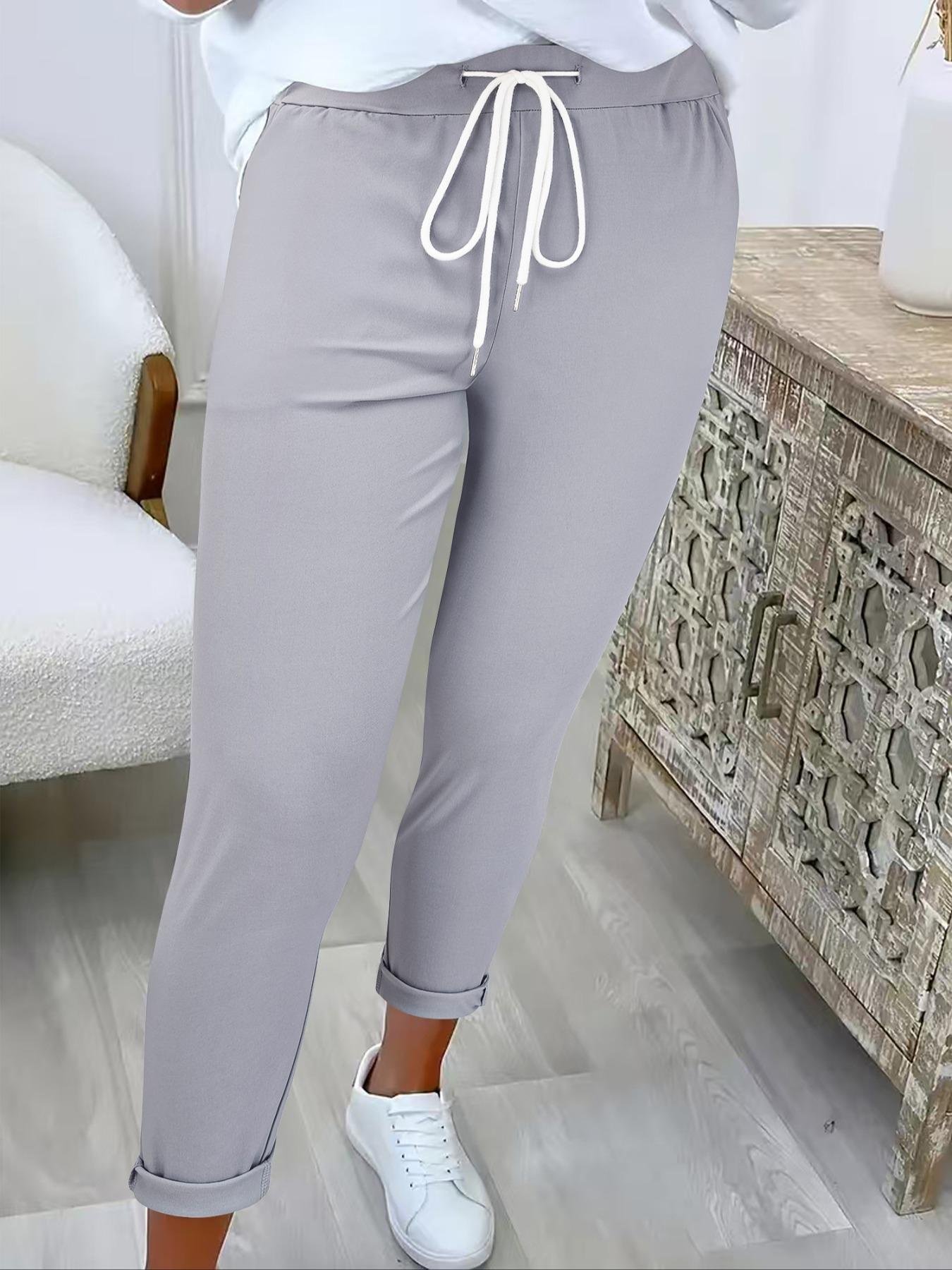 Women's Solid Color Drawstring Waist Pants, Casual Comfy Trousers for Summer, Fashion Women's Bottoms for Daily Wear