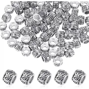 100 count  Round Spacer Beads with Large Hole, 8mm Tibetan Plated  Beads Retro  Alloy Beads Small Metal Seed Beads Charms for  Making Necklace Bracelet DIY Craft Supplies