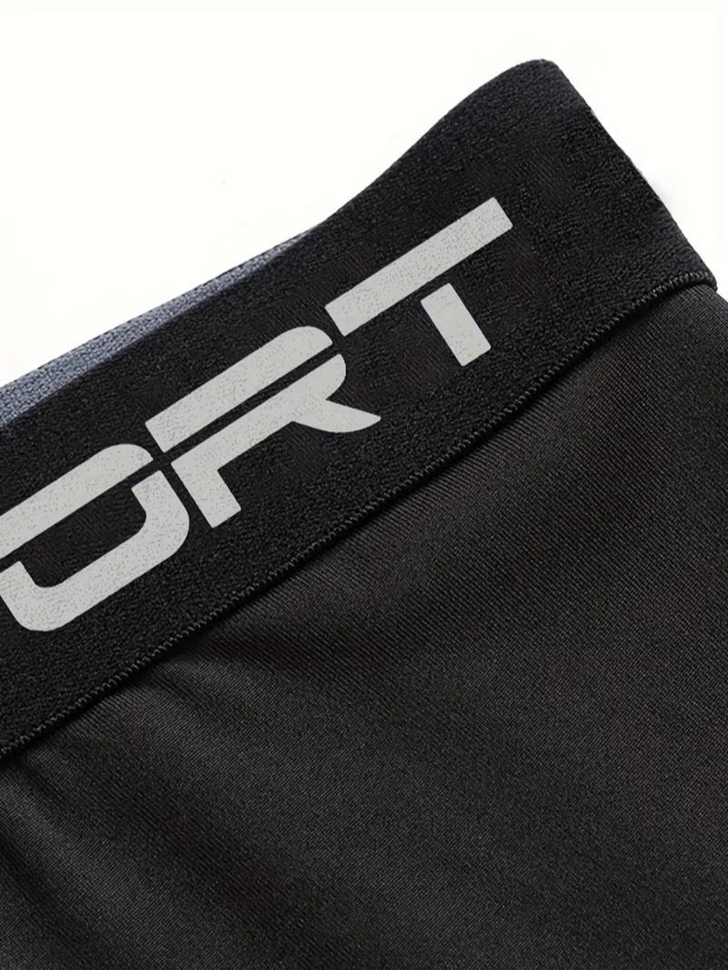 Men's Regular Fit Letter Print Sports Shorts, Athletic Wear Shorts, Casual Comfy Breathable Skinny Gym Shorts for Gym Workout Running, Men's Sport & Outdoor Clothing for Summer