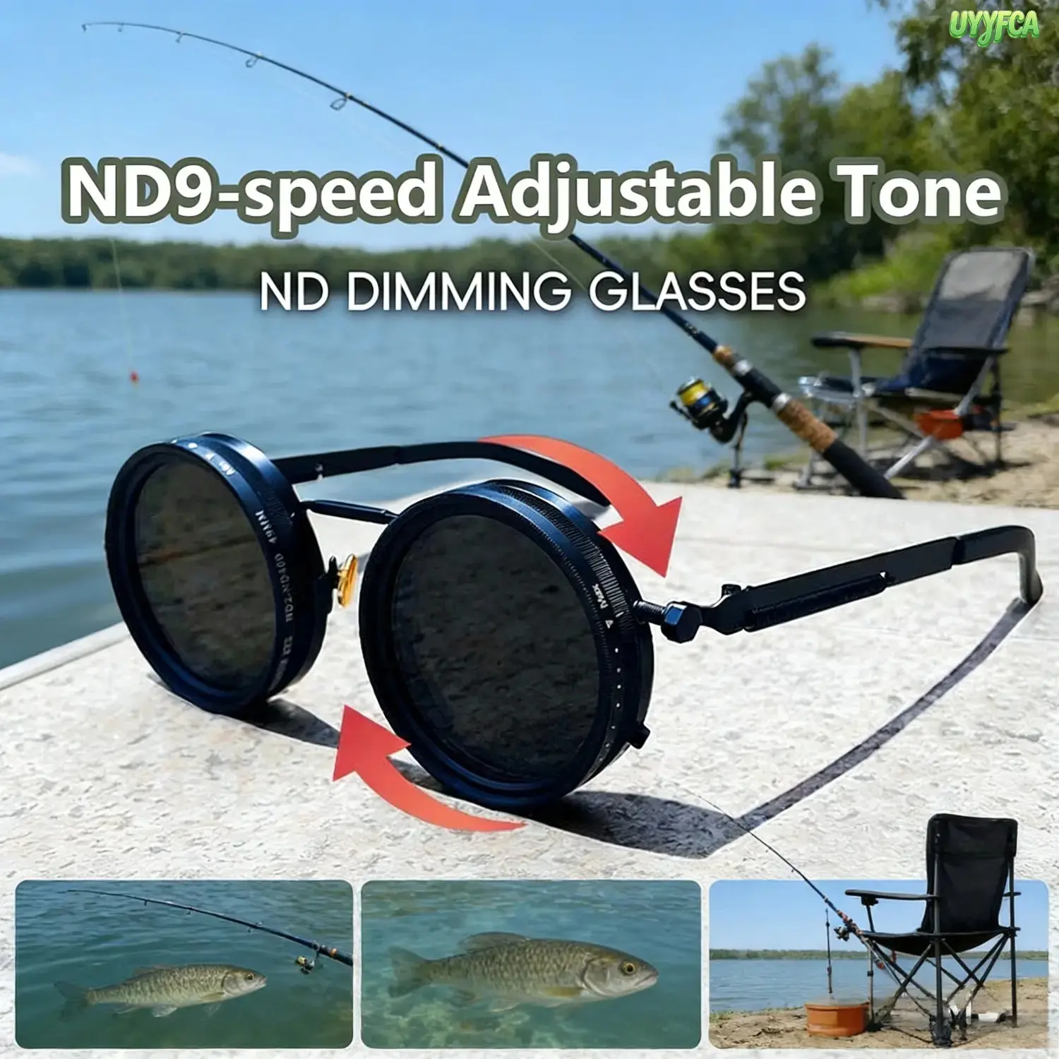 Unisex 3-Pack Retro Punk Round Polarized Sunglasses - Rotatable ND9 TAC Lenses, Adjustable Dimming, Stainless Steel Spring Arms, UV400 Protection, Anti-Glare Eyewear for Fishing, Beach, Driving, Polarised Lens, Optimal Visibility, Customizable Brightness