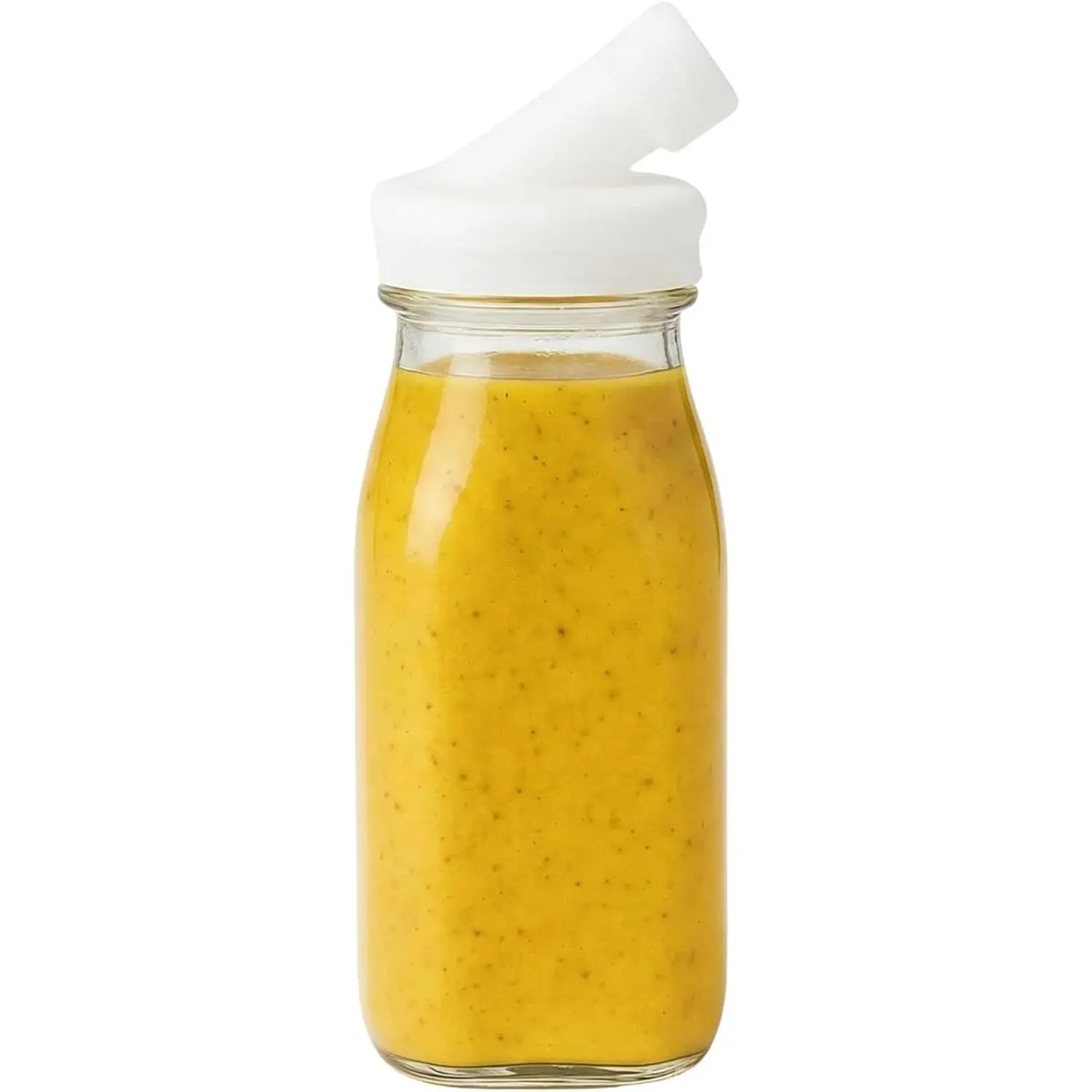 Kitchentoolz 12oz Glass Salad Dressing Shaker Bottle - Glass Container with Silicone Pour Spout for Sauces, Marinades - Pack of 1, Glass Bottle