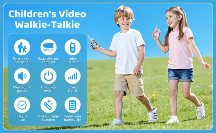 PAXA Video Walkie Talkies for Kids, Handheld 2 Pack Rechargeable Video Intercom Kids Walkies Talkies, Indoor Outdoor Toys for Family Games, Outside, Camping, Hiking for Boys Girls Ages 3-12, Christmas gift, Birthday gift, New year gift