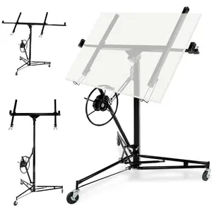 11FT Drywall Lift, 150-lb Capacity, Telescopic Arm, 3 Locking Wheels, One-Person Setup. Available in Red, Yellow, or Black.