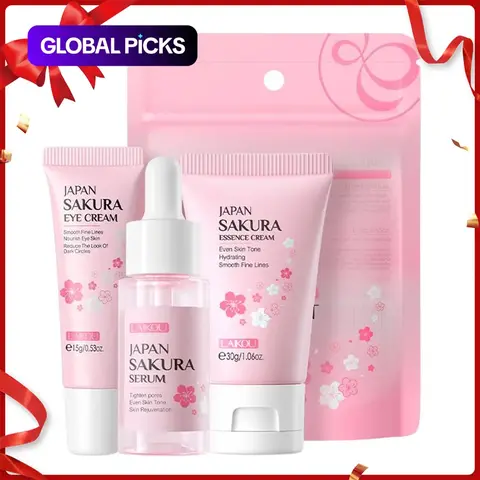 Gift Hampers, Sakura Moisturizing Facial Skin Care Product Set, 3 Counts/set Including 17ml Facial Serum, 15g Eye Cream & 30g Deeply Hydrate Facial Moisturizer, Nourishing Moisturizing Set, Skincare Products, Birthday Box for Girl #GLOBAL PICKS