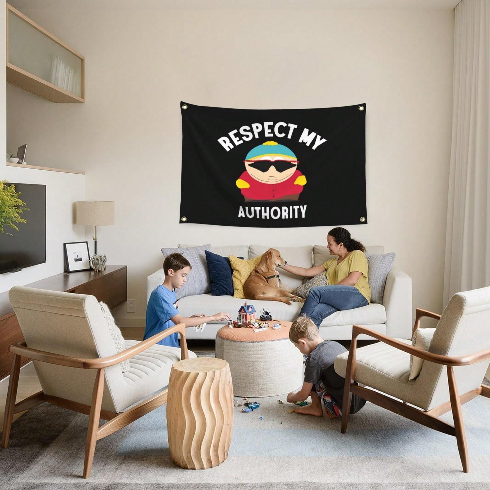 Respect My Authority Flag, 1 Count 3x5 Ft Polyester Banner, Meme Funny Flags for College Dorm Room Wall Decor