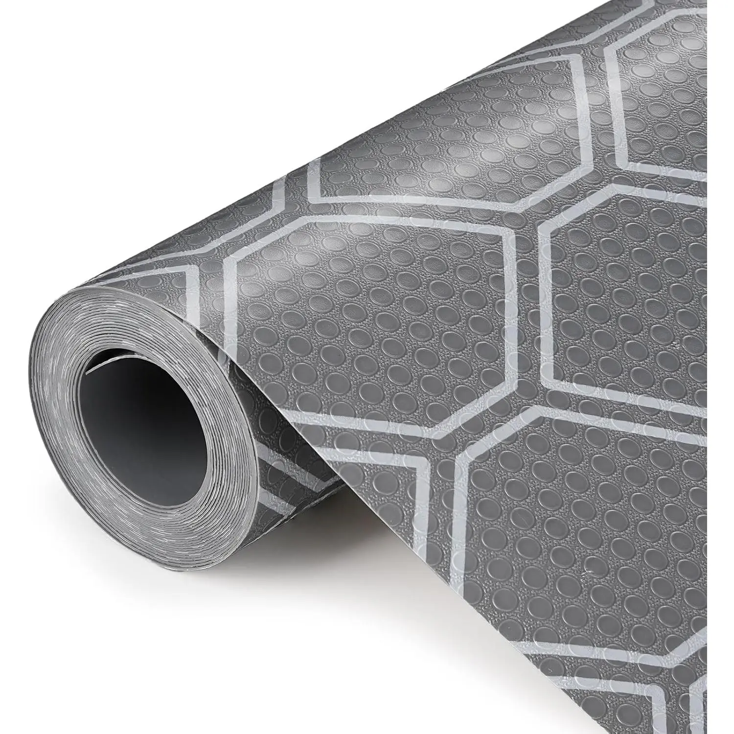 Non-Adhesive Shelf Liner Roll - Easy to Cut EVA Shelf Drawer Liners |  No-Slip Cabinet Drawer Mat for Kitchen, Refrigerator, Bathroom, 12" x 118", Grey