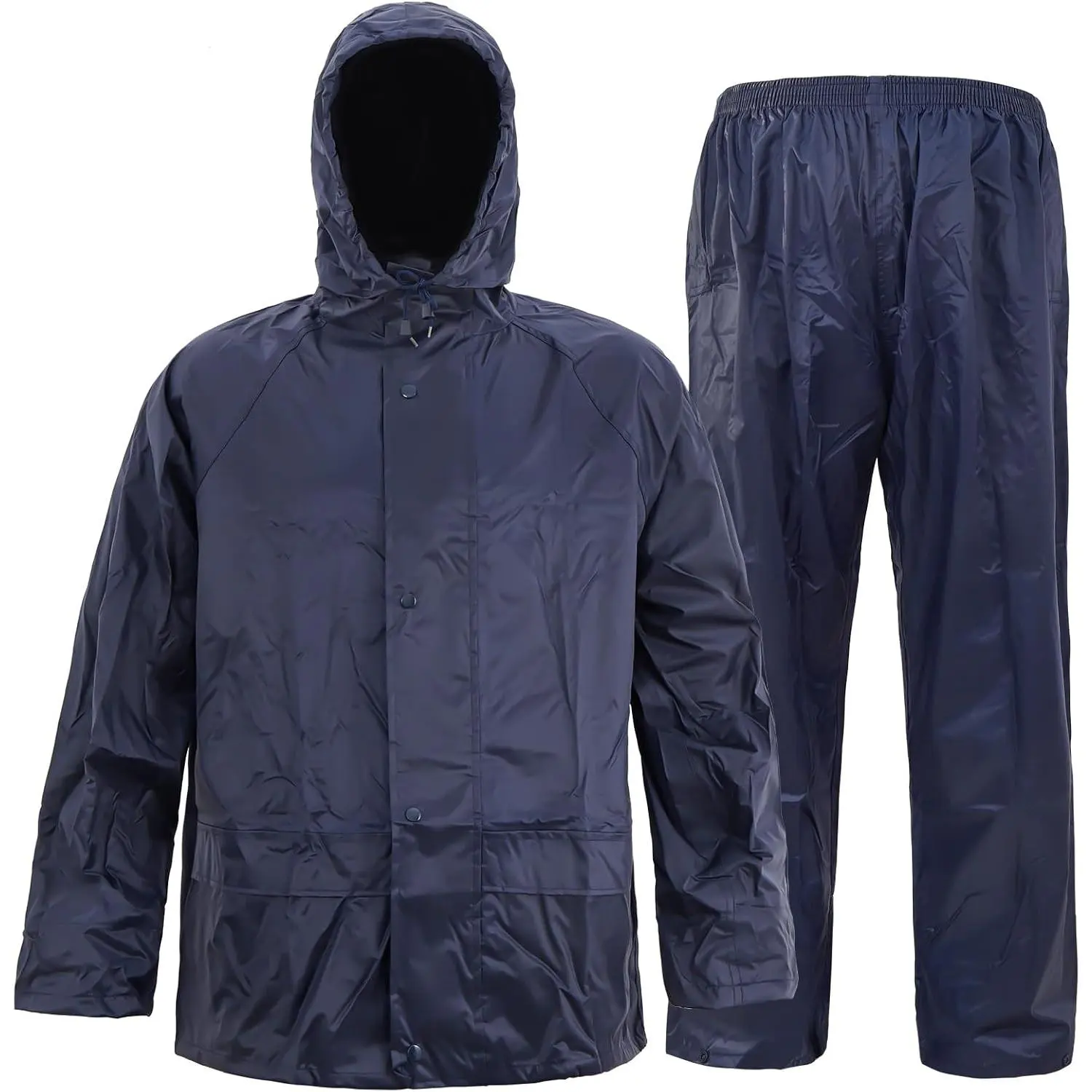 Men's Lightweight Waterproof Rain Suit - Jacket & Pants with Hood for Work, Fishing, Hiking