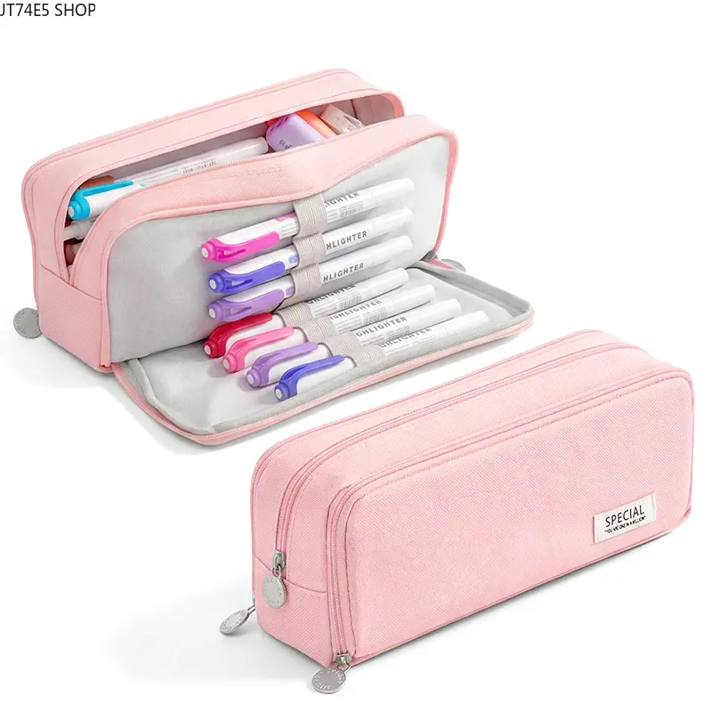 Minimalist Oxford Cloth Pencil Case, Compartmentalized Multi-Layer Organizer for Students, Large Capacity and Ink Resistant for Minimalist Decluttering