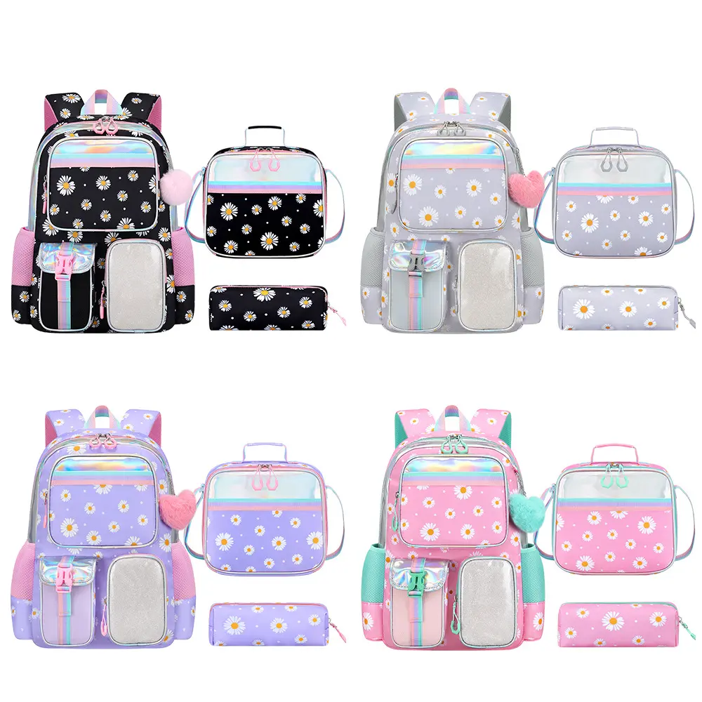 Cute Daisy Print School Backpack for Girls, Large Capacity Waterproof Bookbag for Campus Trips and Outings, Backpacks For School, Cute Print, Daisy Motif
