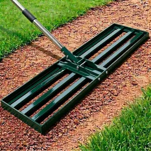 Lawn Leveling Rake, 30x10 inch Adjustable Lawn Leveler for Yard & Garden, Heavy Duty Stainless Steel Handle, Effort Saving Soil & Dirt Leveling Tool for Lawn Top Easy Dressing-Green