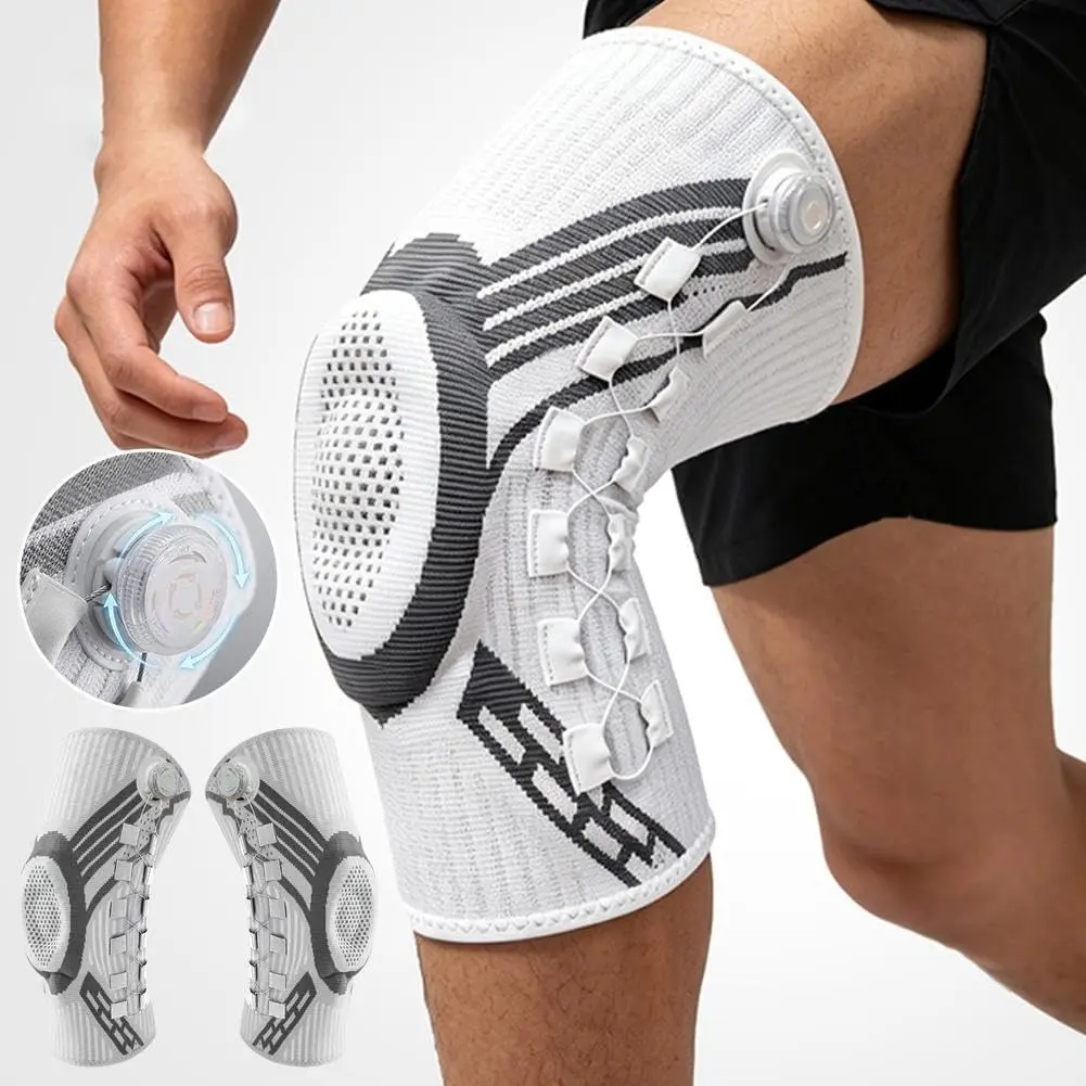 1 Pair Dial Adjustable Knee Support, Knee Compression Sleeves, Patella Support Sports Knee Pads, Non-Slip Elastic Knee Straps, Basketball Running Hiking Fitness Gear for Men Women