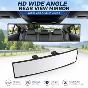 Car Rearview Mirror, 11.8 Inch Panoramic Wide Angle Anti-Glare, Clip on Auto Rear View Mirror, HD Clear Convex Surface, Car Interior Accessories Universal for SUV, Truck, Van, Vehicles