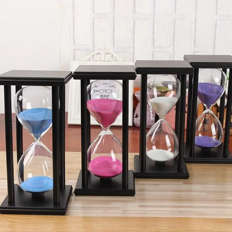 Vintage 60-Minute Hourglass Timer, Standing Clock Decor, Wooden Kitchen Timer, Decorative Glass Hourglass—Perfect for Studying and Cooking—Home Decor, Office Decor, Bedroom Decor—Father’s Day Gift, Mother’s Day Gift