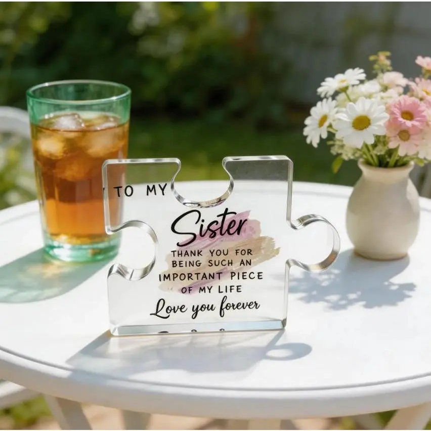 To My Sister Acrylic Jigsaw Plaque (3.5×4in) – Gift for Sister, Best Friend, Mother's Day Gift, Memorial Day Gift, Friendship Keepsake Birthday Gift graduation anniversary party decoration Transparent Lightweight Summerwins