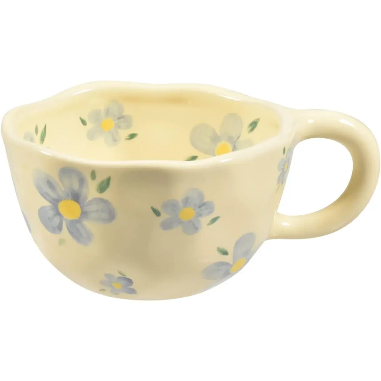 8.5oz Single Floral Ceramic Coffee Mug, Blue Flower Latte  Cup | 250ml Blue Floral Drinkware, Microwave & Dishwasher Safe; Daily  Office Beverage Cup