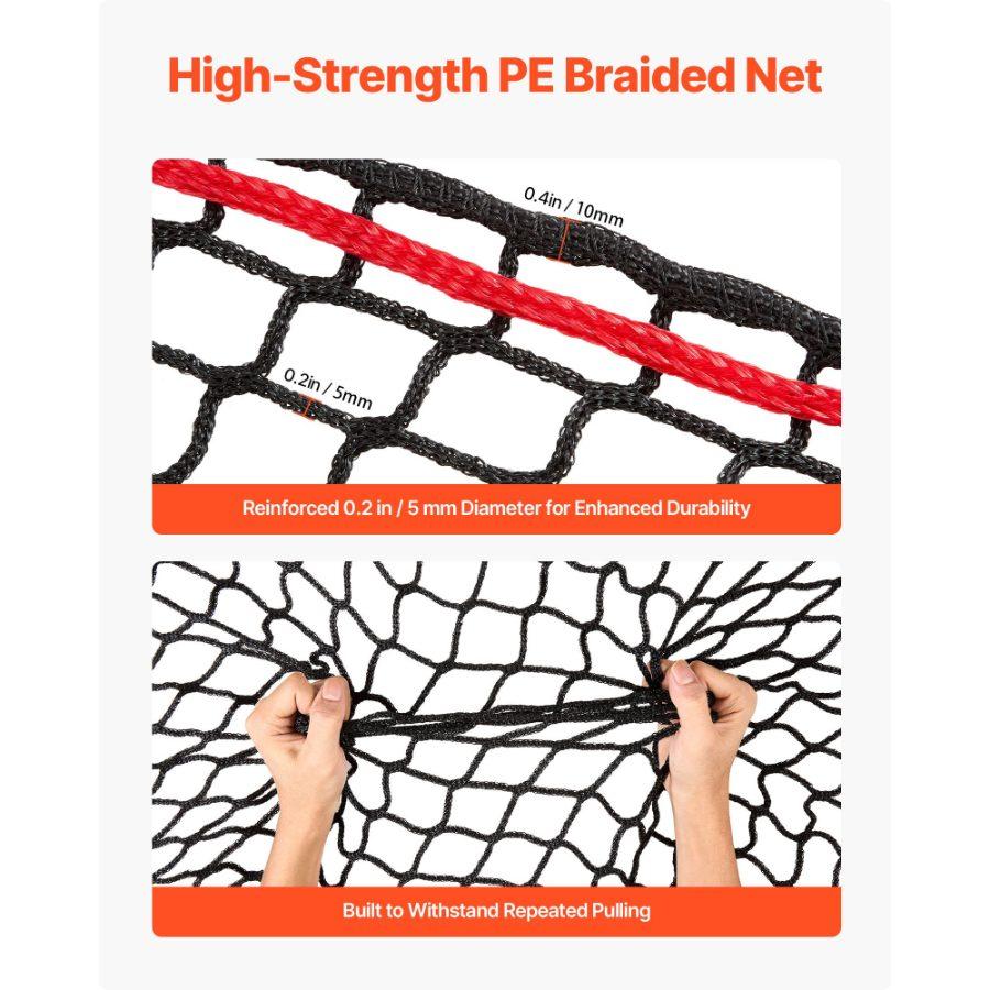 VEVOR Round Bale Hay Net, 5.91x 5.91x 5.91 ft, 1.65 inch Holes, PE Material, Knotless Design, with Zip Ties, Needle Shuttle, Repair Twine and Storage Bag, Slow Feeder Round Bale Net for Horses